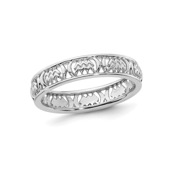 Gem & Harmony Sterling Silver Aquarius Zodiac Astrology Ring Band for Women