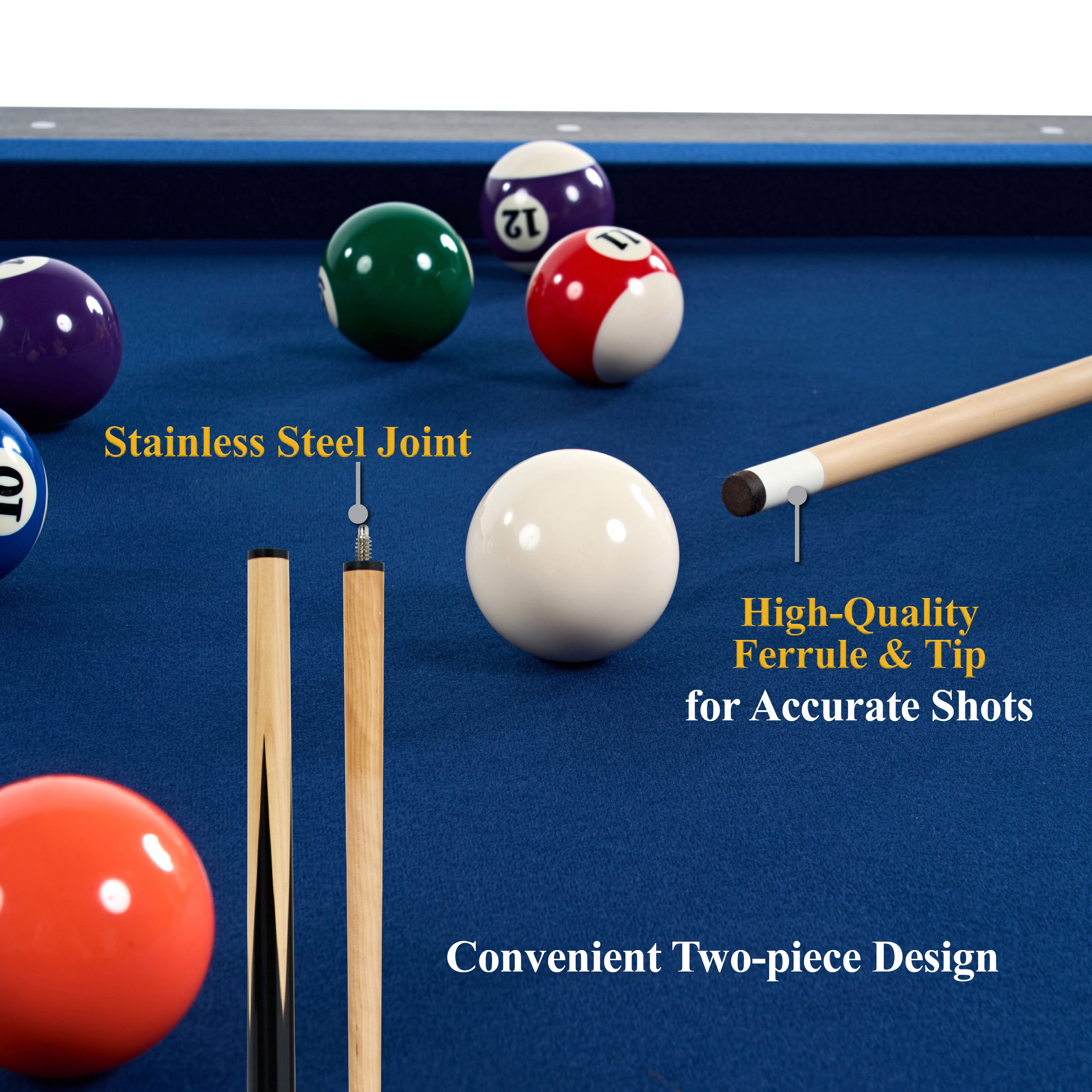 24-Piece Pool Table Kit with 57 Inch 2-Piece Cue Sticks, 16-Piece 2 1/4 Inch Ball Set, Rack, Bridge Stick, Brush, Chalk by Barrington Billiards