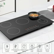 VBGK Induction Cooktop 5 Burner 36 inch Electric Stove 7400W Countertop Hot Plate for Cooking 240v,99 Minutes Timer & Auto Shutdown Induction Burner,Child Lock Induction Cooktop