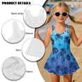 thumbnail image 6 of Xoenoiee Blue Palm Tree Print One Piece Swimsuit for Girl Soft Bathing Suit Casual Sleeveless Swim Dress Crewneck Swimwear for Summer Beach Vacation, 5-6 Years, 6 of 7