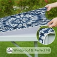 thumbnail image 6 of Blue White Tie Dye Mandala Pattern Square Fitted Tablecloth with Elastic Edge,Square Table Cover,Washable Elastic Table Cover for Home Kitchen Party Decor 36"x36", 6 of 6