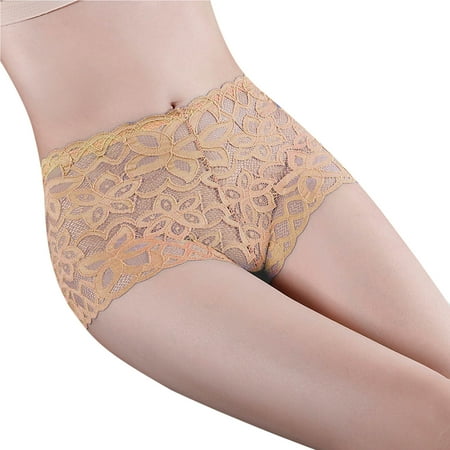 

Ladies Waist High Waist Lace Mesh Waist Slim Thin Underwear Cotton Briefs Women