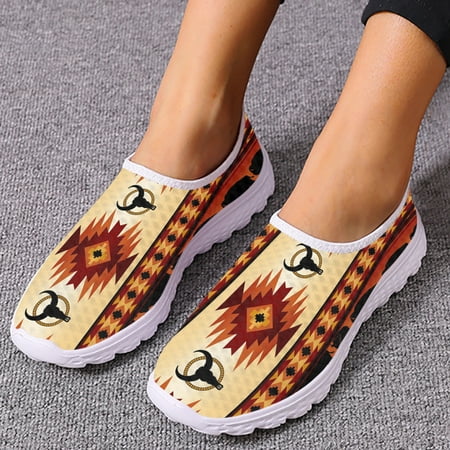 Comfortable Flat Loafers Tribal Ethnic Summer Slip On Shoes Aztec Animal Design Women s Home Mesh Shoes Zapatos