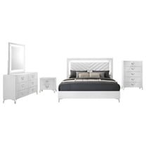 Cassia 5-piece Queen LED Bedroom Set White High Gloss