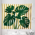 thumbnail image 1 of Tropical Tapestry, Hawaiian Monstera Leaves on a Background of Vertical Stripes, Fabric Wall Hanging Decor for Bedroom Living Room Dorm, 5 Sizes, Pale Coffee Hunter Green, by Ambesonne, 1 of 1