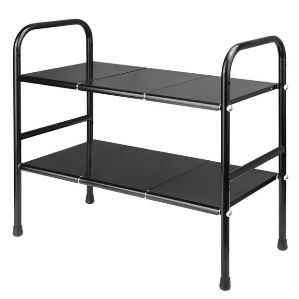 2 Tier Expandable Under Sink Shelf Stainless Steel Shelves Kitchen