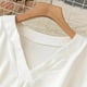 thumbnail image 5 of Camisas bonitas,Blusa informal de manga larga con escote en V para mujer, con encaje calado, tejido elástico de poliéster, talla grande 3X, sopatenor, 5 of 9