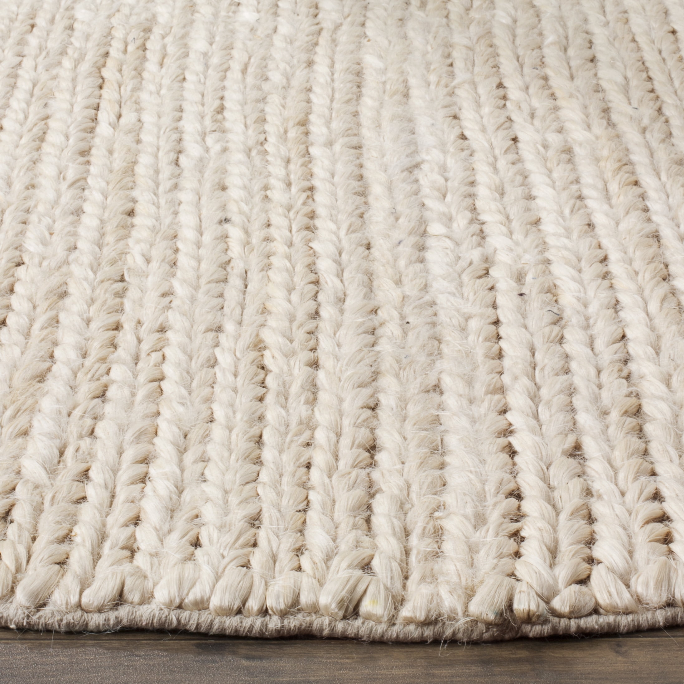 SAFAVIEH Natural Fiber Robbie Braided Jute Area Rug, Ivory, 6' x 6' Round