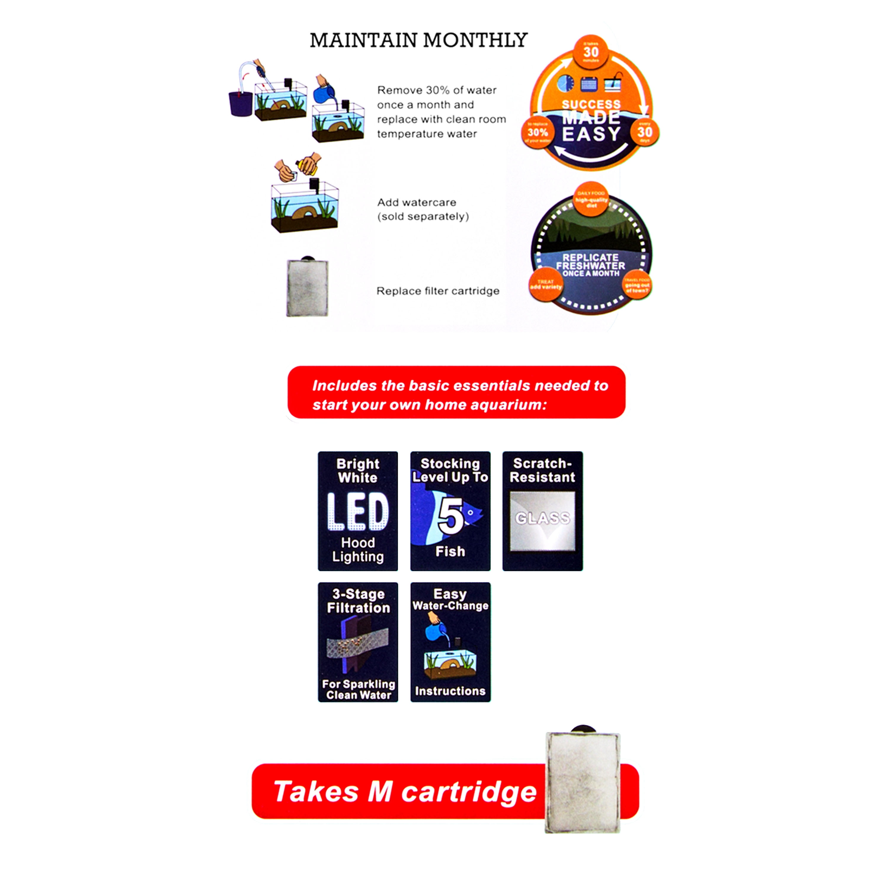 Aqua Culture 5 Gallon Glass Aquarium Starter Kit