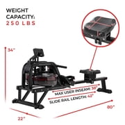 Water Rower Machine - Maykoosh Surge 500 - Full Body Workout - Adjustable Resistance - 80 Long