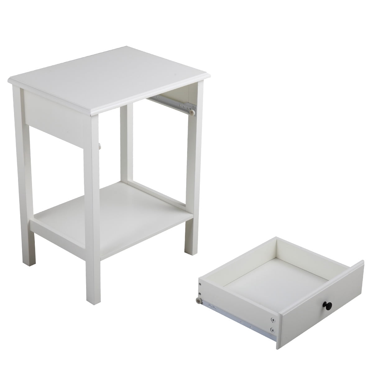 Kepooman Night Stand with Drawer and Shelf, Bedside End Table for Bedroom Furniture - 23.6" - White Kepooman Night Stand with Drawer and Shelf, Bedside End Table for Bedroom Furniture - 23.6" - White