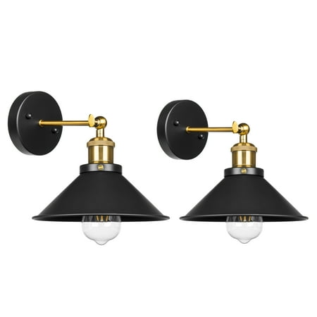 - Best Choice Products Set of 2 Industrial Vintage Metal Hardwire Pendant Wall Sconce Lamps w/ Adjustable Head - Black