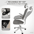 thumbnail image 4 of Silla de Oficina HOSU Ergonómica con Cabecera y Soporte Lumbar Ajustable Blanco & Gris, 4 of 10
