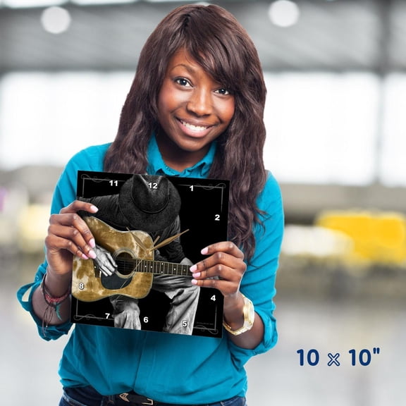 3dRose, Guitar Musician Tone Black and White, 10x10 Wall Clock