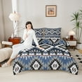 thumbnail image 4 of Manfei Tribal Aztec Full Size Comforter Sets for Adult, Vintage Bohemian Style Bedding Comforter Set, Hippie Geometric Reversible Bedding Sets, Super Cozy Room Decor, 3pcs, 4 of 8