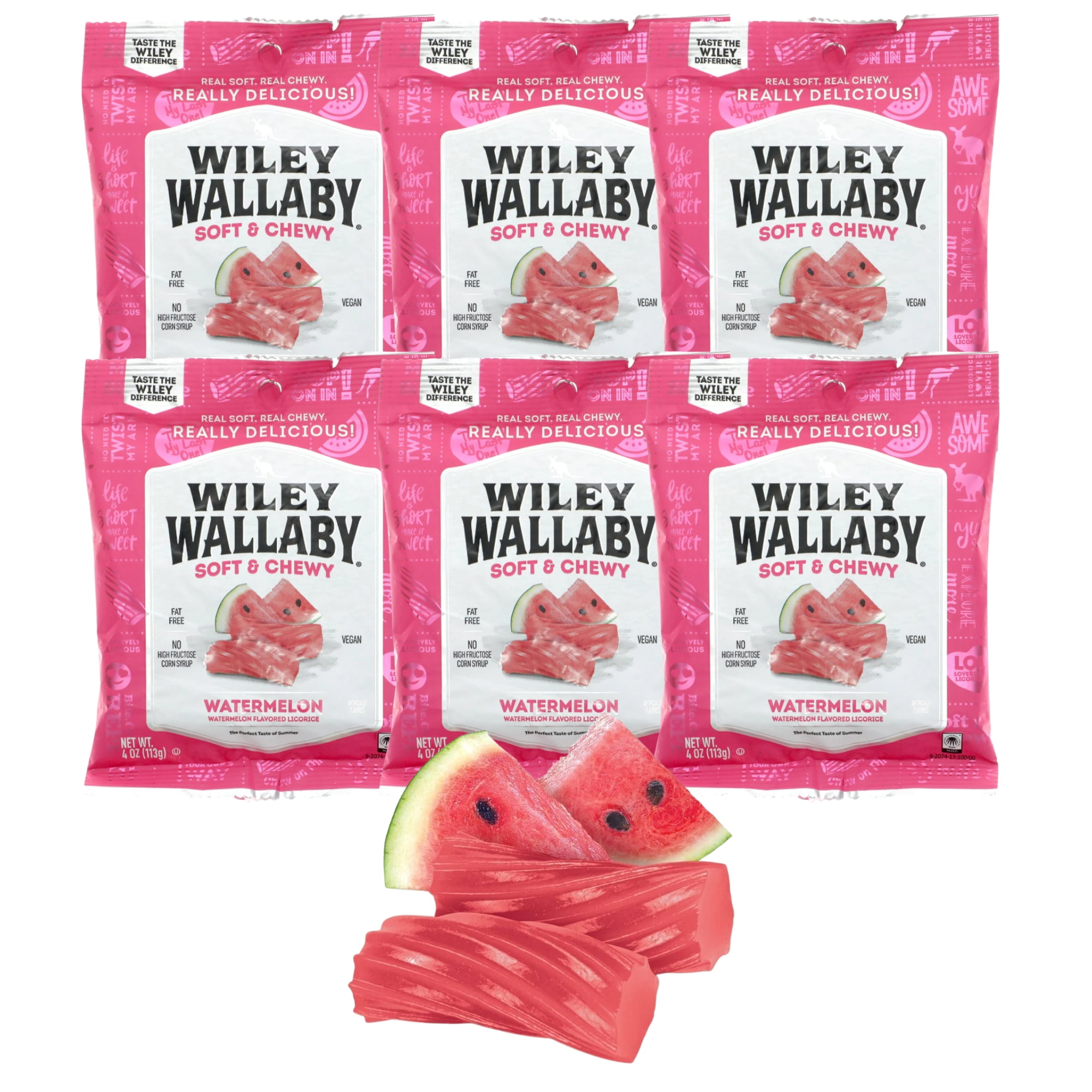 Wiley Wallaby Watermelon Licorice Candy with Soft Chewy Delicious