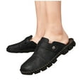 thumbnail image 4 of Xfvqtps Mens Slide Sandals Closed Toe Leather Thick Sole Summer Outdoor Casual Walking Shoes Black, 4 of 9