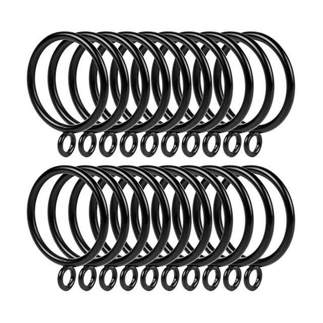 20 Pieces Black Metal Curtain Ring On Rod For Hooks Curtain Clips Hanging Ring Curtain Decorative Accessories 38mm Inner Diameter