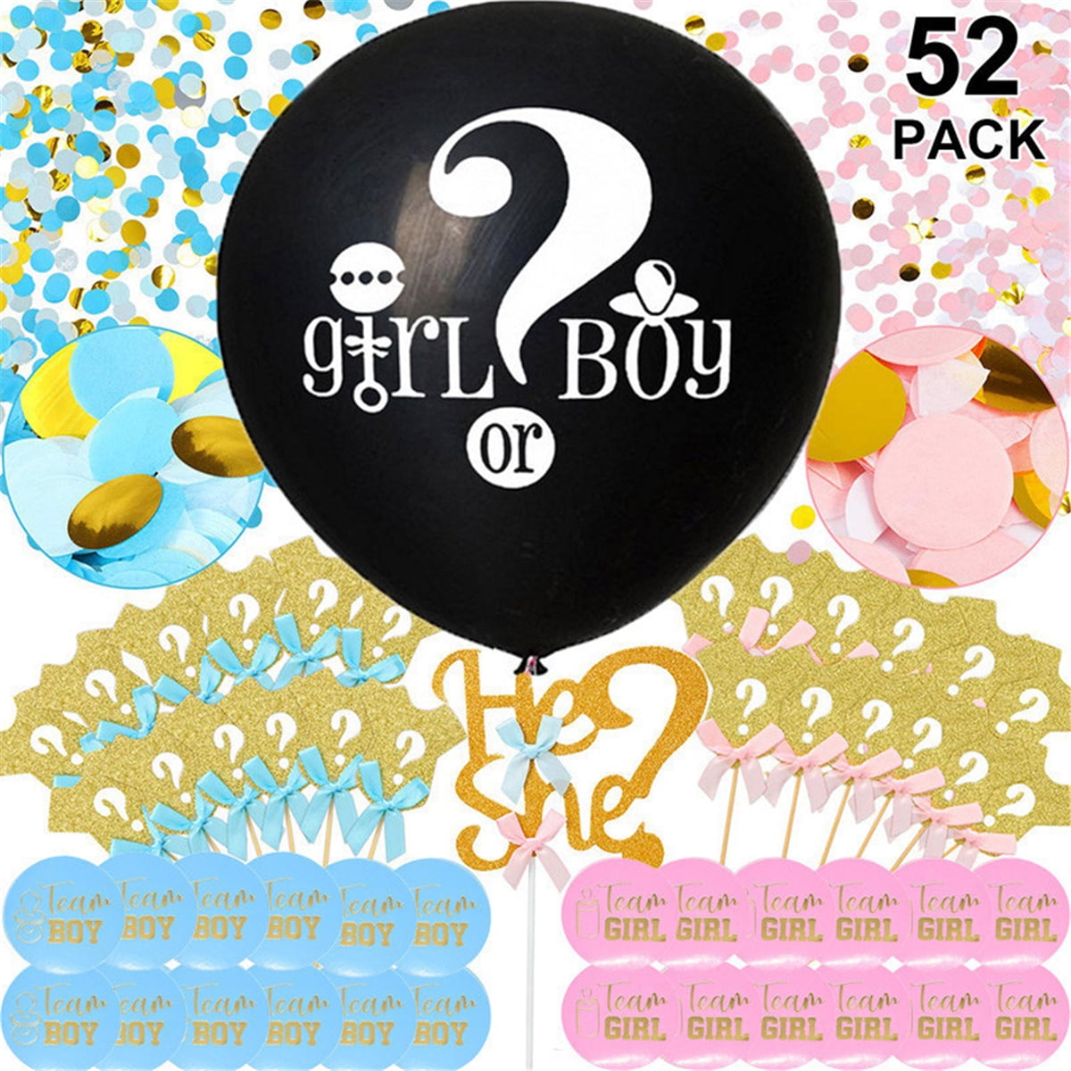Giant 36" Gender Reveal Boy or Girl Confetti Balloon Kit Party Supply OH BABY 