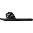 thumbnail image 4 of Nine West Lula 3 Black Faux Leather Open Rounded Toe Slip On Slide Braided Sandal (Black, 6.5), 4 of 6