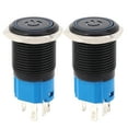 thumbnail image 1 of 2PCS Interrupteur Métallique Autobloquant Noir Protection IP65 avec Lampe à LED et Symbole 16mm (Bleu 3-6VDC), 1 of 11