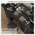 thumbnail image 3 of Vanity With Power Outlet, Vanity Desk With Mirror And 10 LED Lights, Makeup Vanity With 12 Drawers And 2 Cabinets, Fold-Up Panel, Glass Top Vanity Table With Chair For Bedroom Valentine's Day Gift, 3 of 8