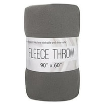 Solid Color 90"L x 60"W Fleece Throw Blanket for Fall, Winter, Spring, Summer, Men, Women, Children, Homeless, Charity Donation Drives in Grey