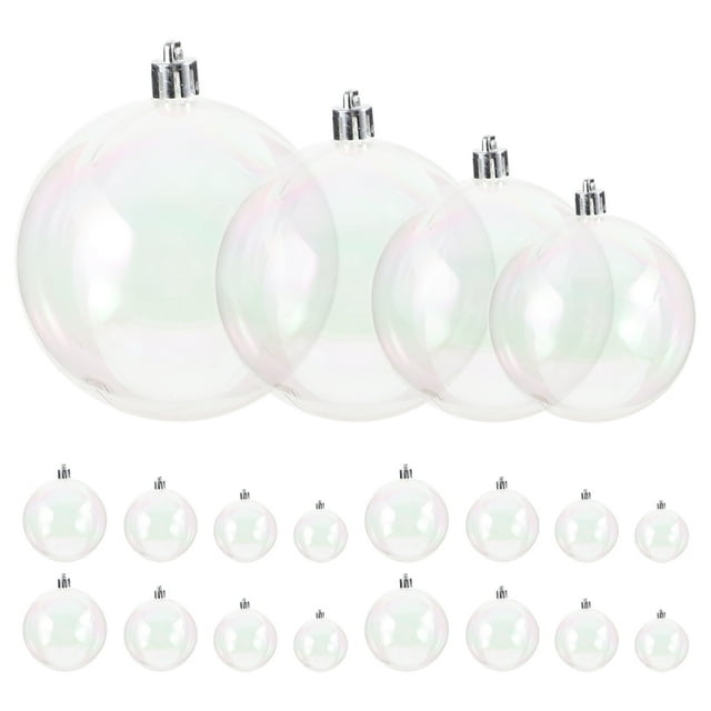 40 adornos navideños iridiscentes en forma de bolas de plástico transparente rellenables para árbol de Navidad. Ideales para decorar el árbol en fiestas, bodas y eventos.