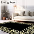 thumbnail image 2 of ODIKA 4'x6' Machine Washable Non-Slip Area Rug, Eclipse Floral with Ornate Petal Lattice and Whimsical Tendrils High Traffic Rug with Pad, Black, 484628, 2 of 8