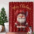 thumbnail image 4 of Shower Curtain 54"W x 78"L Merry Christmas Cowboy Santa Claus Snowflake Red Fabric Shower Curtains Set with Hooks Water Repellent Bathroom Curtains Machine Washable Bathroom Accessories, 4 of 9