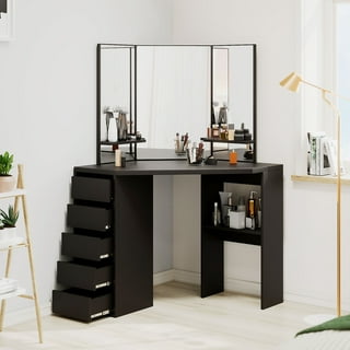 Costway Vanity Set Makeup Dressing Table W/flip Top Mirror Hooks Shelves :  Target