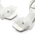 thumbnail image 2 of DREAM PAIRS Women's Flower Wedding Heels Cute Square Toe Slingback Low Kitten Heels Sandals with Ankle Strap, 2 of 5