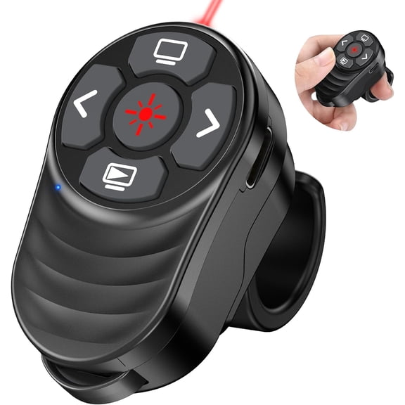2 in 1 Presentation Clicker, Laser Pointer Finger Ring Clicker, Rechargeable Presentation Clicker, Long Distance PPT Clicker, Remote Wireless Clicker, Laser Pointer for Classroom Teacher Projector