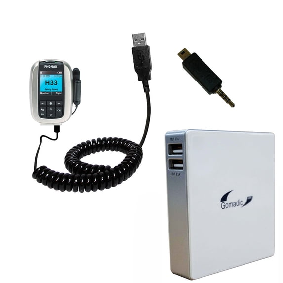 Gomadic High Capacity Rechargeable External Battery Pack suitable for the Phonak Venture Roger inspiro - Portable Charger with TipExchange Technology