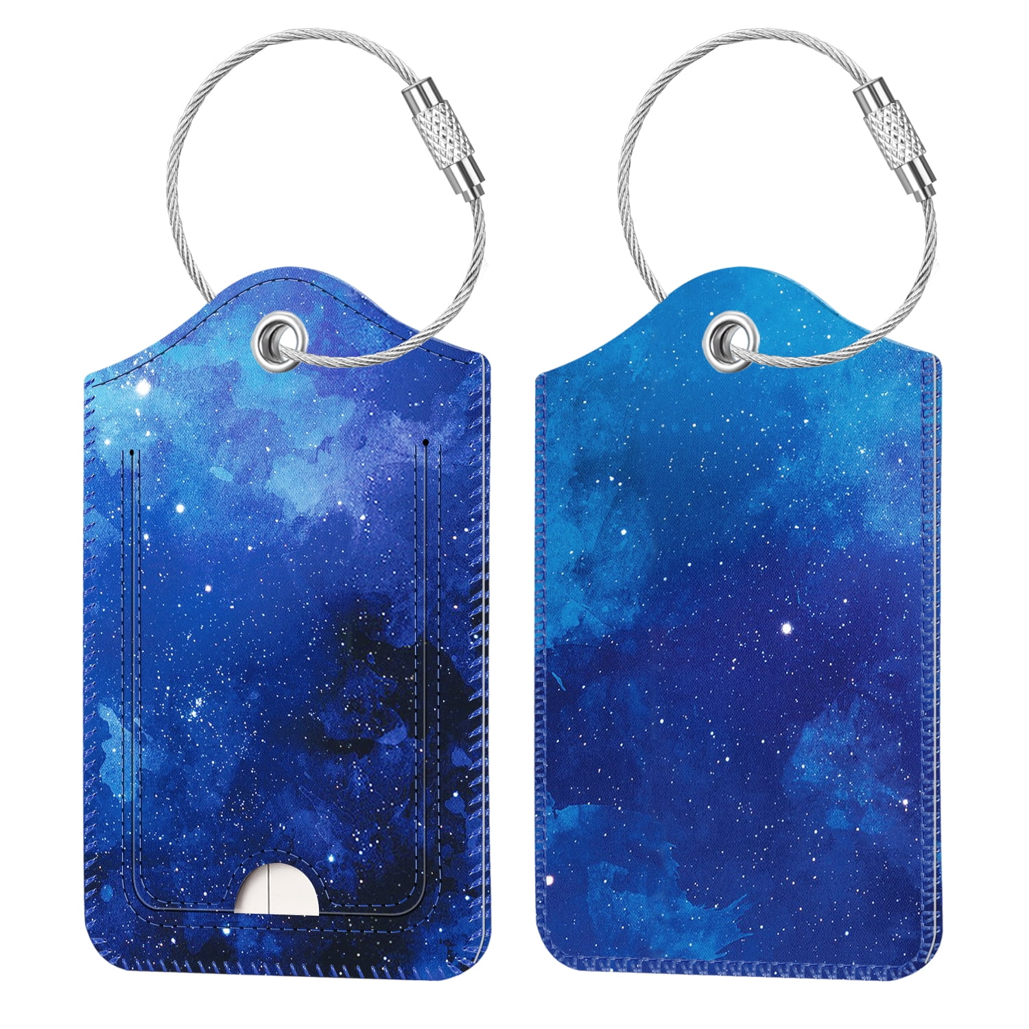 Space Cat Travel Luggage Tags With Full Privacy Cover Leather Case And Stainless Steel Loop