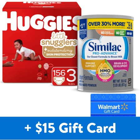 [$15 Savings] Similac Pro-Series Value-Size Infant Formula and Huggies Little Snugglers Diapers with Free $15 Walmart eGift Card