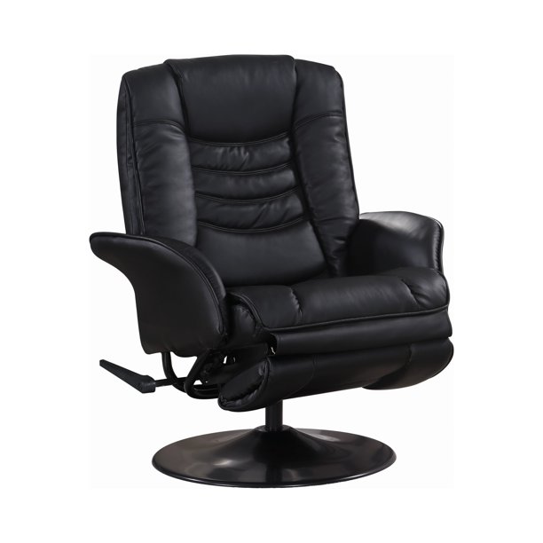 Coaster Company Push Back Swivel Recliner, Black Leatherette Walmart