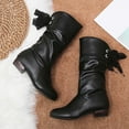 thumbnail image 5 of Wavsuf Womens Shoes Wide Width Mid Calf Lace Up Thermal Low Heel Round Toe Black Boots Size 39, 5 of 6