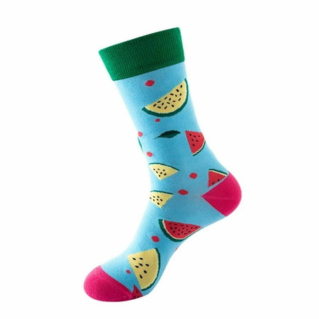 

2 packs* Warm Socks Women Printed Color Fruit Pattern Socks Autumn And Winter Cotton Socks