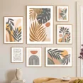 thumbnail image 4 of Cuadro en lienzo con hojas abstractas de estilo bohemio, pósteres de sol y arcoíris de Monstera, arte de pared nórdico para sala de estar, impresiones para decoración del hogar, 4 of 5