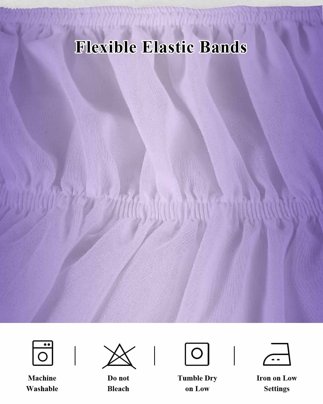 Ombre Bed Skirt Queen Size 16" Drop Violet Purple Gradient Ruffled Wrap Around Bed Skirts Adjustable Elastic Bedskirt Dust Ruffle for Queen Size Bed