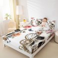 thumbnail image 3 of Castle Fairy Watercolor Floral Skull King Sheets 4pcs,Spring Garden Butterfly Bedding,Ivory Blush,1 Fitted Sheet,1 Flat Sheet and 2 Pillowcases, 3 of 6