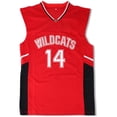 thumbnail image 1 of Camisa de malla transpirable para hombres Troy Bolton 14 puntos camiseta de baloncesto de secundaria roja, 1 of 3