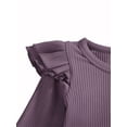 thumbnail image 4 of Xingqing Newborn Baby Girls Fall Spring Outfits Ruffle Long Sleeve Knitted Romper Tops + Bell Bottom Pants Clothes, 4 of 6