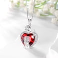 thumbnail image 3 of Juwaliy Couple Necklace for Women 925 Sterling Silver 15MM Heart January Birthstone Rose Flower Pendant Promise Engagement Jewelry Valentine's Day Gift for Her Wife Bride, 3 of 10