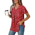 thumbnail image 2 of KISSMODA Summer Top for Women V Neck Short Sleeve Shirts Pleated Blouse Tunic Tops to Wear with Leggings Hide Belly, 2 of 3