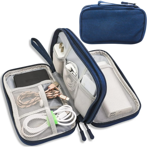 UTAH-Cable Organizer Bag, Portable Travel Cord Organizer case, All in One Waterproof Electronics Accessories Storage Bag for Cables, Chargers, Earphones, Hard Drives, 8.5 x 5 inch (Navy Blue)