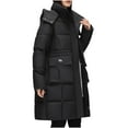 thumbnail image 2 of jtjvou Women Long Puffer Coat Winter Warm Hooded Jacket Long Full Length down Jacket with Pockets Black L, 2 of 7