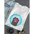 thumbnail image 3 of "Cat Person" Quote Cute Cat Paw Center Chest Graphic Women White T-Shirt, Female Small, 3 of 4