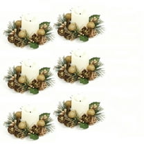 6 Pack Christmas Candle Rings Wreaths with LED Candles in Glass Cup for Table,Front Door,Cabinet,Window Holiday Decor